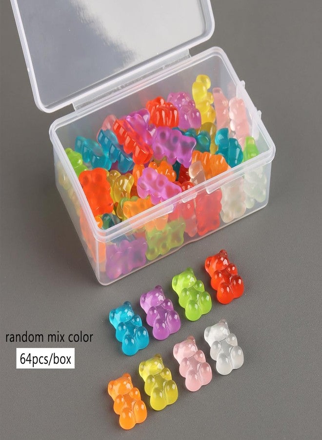 Fcozpjk Gummy Bear Nail Charms, 64PCS Flatback Resin Bear Charms, Glowing in The Dark Nail Decorations, Neon Fake Candy, Kawaii Nails Charms, Ornaments for Slime DIY Craft - Image 2